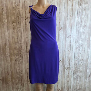 Women's IVANKA TRUMP Purple Sheath Dress with Gold Detail M
